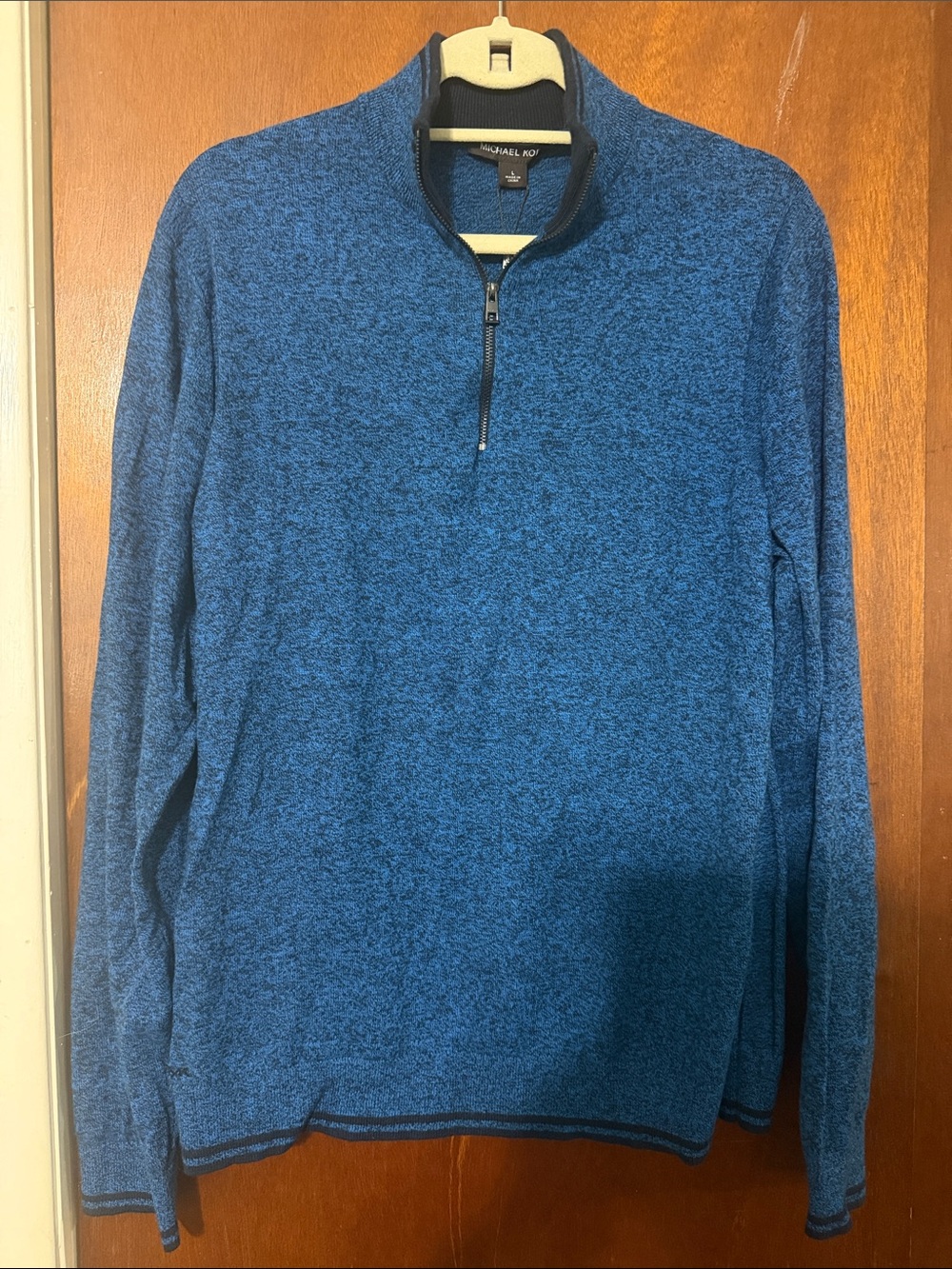 Michael Kors Men's Blue Heather Quarter-Zip Pullover Sweater